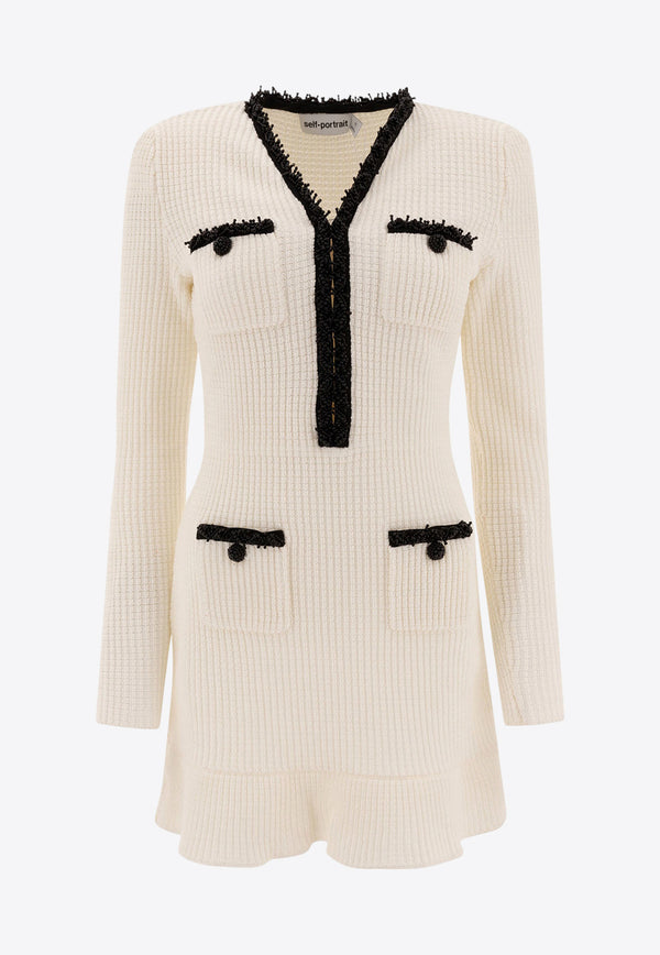 Self-Portrait Knitted Mini Dress White RS25-087S-WWHITE_75628