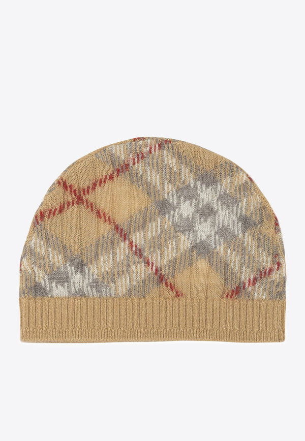 Burberry Kids Baby Boys Checked Wool Beanie Beige 8105880_81680