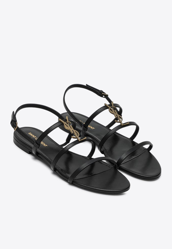 Saint Laurent Cassandra Leather Sandals Black 777348BDATT/Q_YSL-1000