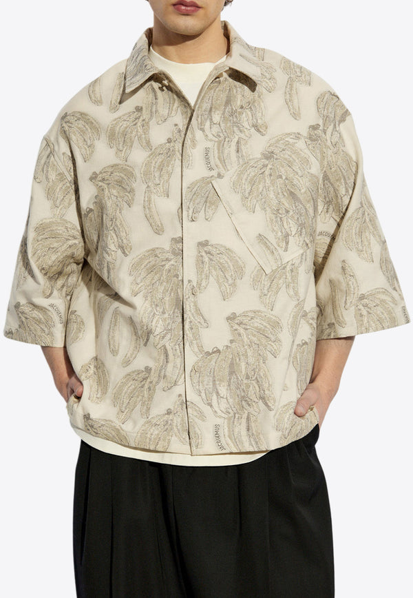Jacquemus Aloe Banana Jacquard Boxy Shirt Beige 255SH123 1748-1IE