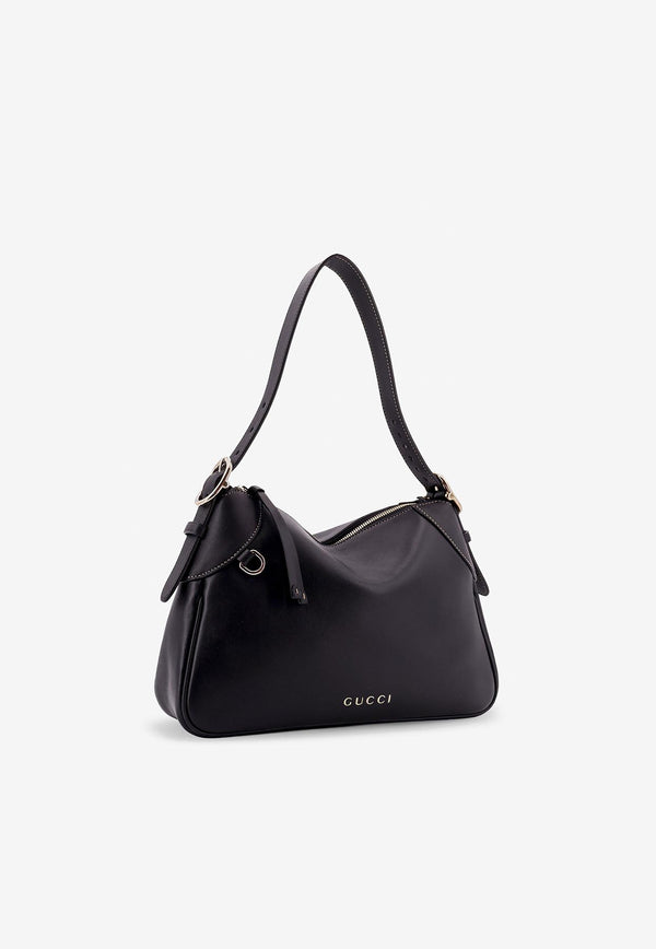 Gucci Medium GG Emblem Leather Shoulder Bag Black 815216AAEC2_1000_Black_29850670