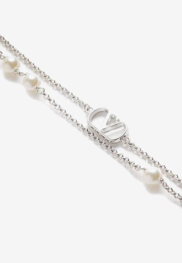 Valentino VLogo Signature Necklace with Pearls Silver 6Y2J0S34UXM_6RU_Silver_29844907