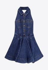 Self-Portrait Halterneck Mini Denim Dress Blue PF25830SBLBLUE_Blue_29840296