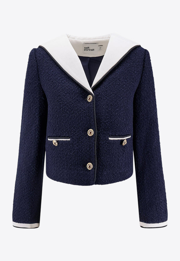 Self-Portrait Sailor Collar Bouclé Blazer Blue PF25034JBLBLUE_Blue_29842700