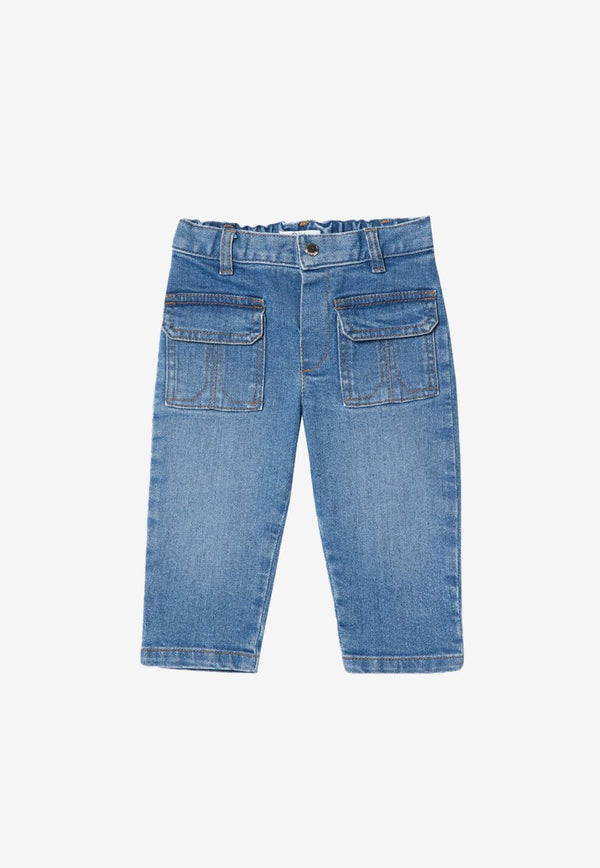 Chloé Kids Girls Washed-Effect Straight Jeans Blue C20533-BCO/Q_CHLOE-Z04