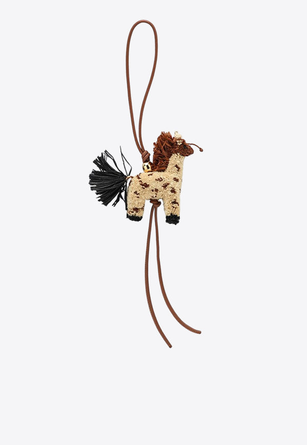 Loewe Giraffe Raffia Bag Charm Brown C621232XKZNF/Q_LOEW-3100