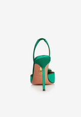 Aquazzura Crystal Hoop 105 Slingback Pumps CYPHIGL0-SATEME EMERALD