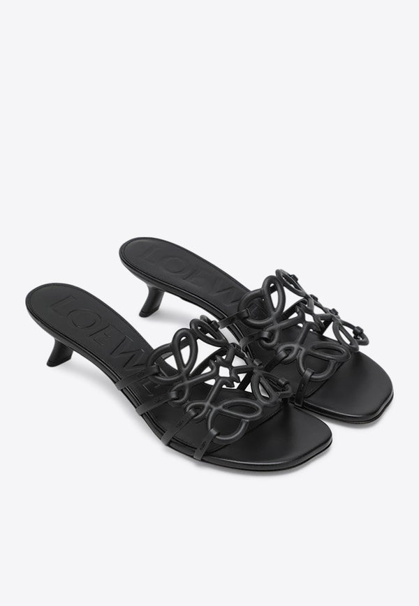 Loewe Petal Anagram 45 Leather Sandals Black L616465X71LE/Q_LOEW-1100