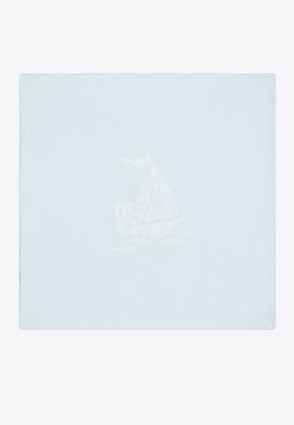 Dolce & Gabbana Kids Baby Boys Sail Boat Printed Blanket Sky Blue LNJA88 G7O1P HA5LB