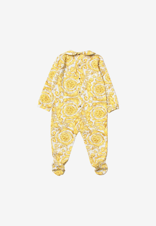 Versace Kids Baby Barocco Print Onesie and Cap Set Yellow 1000317 1A02420 5W050